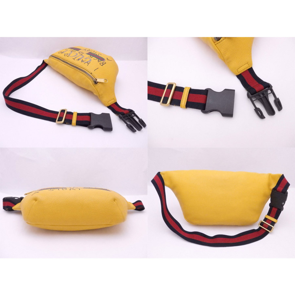 Gucci Waist Bag Body Multicolor Yellow Canvas Leather